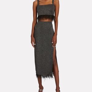 Saylor Tiggy Feather Trimmed Two Piece Set